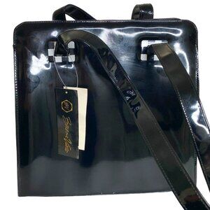 Buena Vista Black Patent Leather Vtg. Structured Shoulder Bag – NWT Sears Retro